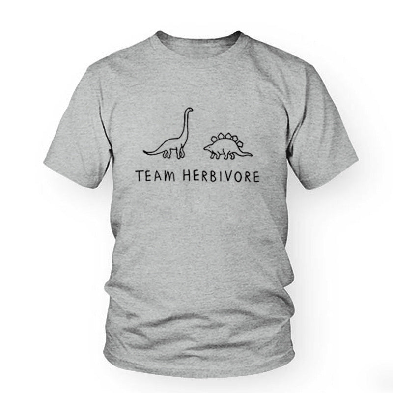 European and American HERBIVORE Dinosaur Print Funny T-Shirt Cute Top