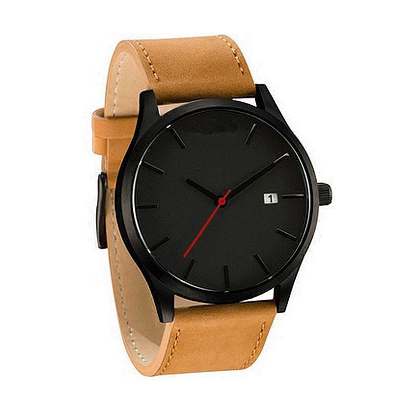 Belt?watch high-end men's watch calendar fashion business quartz watch matte belt watch