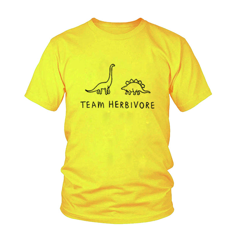 European and American HERBIVORE Dinosaur Print Funny T-Shirt Cute Top