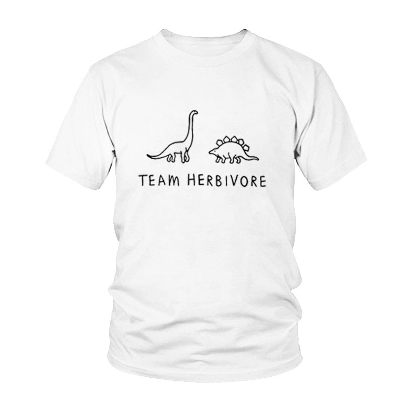 European and American HERBIVORE Dinosaur Print Funny T-Shirt Cute Top