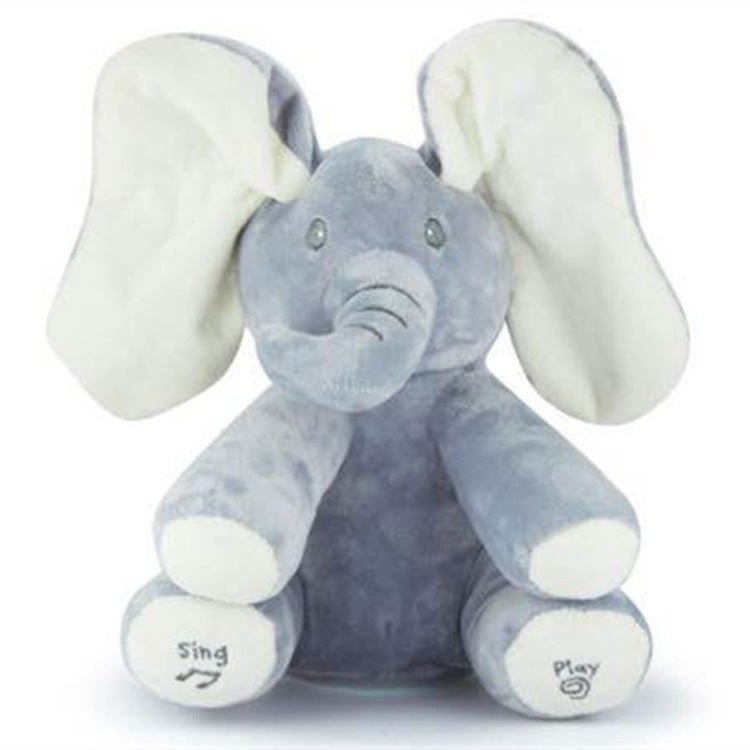 Cross-border electric peekaboo elephant, flap ears and cover eyes elephant, singing music electric toy