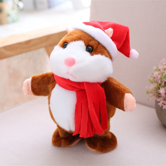 Cross-border Christmas money will talk and walk will change the cute electric hamster recording children plush toys