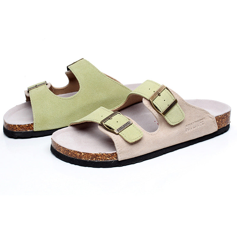 Cork female slippers  fashion wild new non-slip outer wear couple flop vacation beach male's shoes