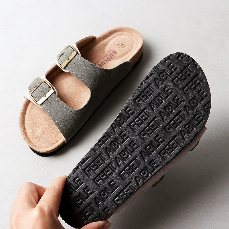 Cork female slippers  fashion wild new non-slip outer wear couple flop vacation beach male's shoes