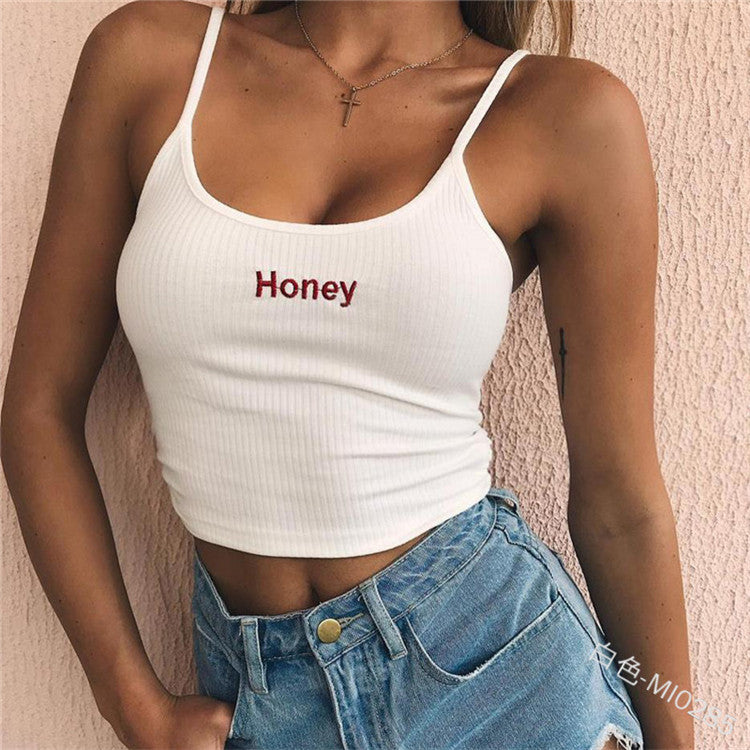 New fashion camisole letter printing sexy top