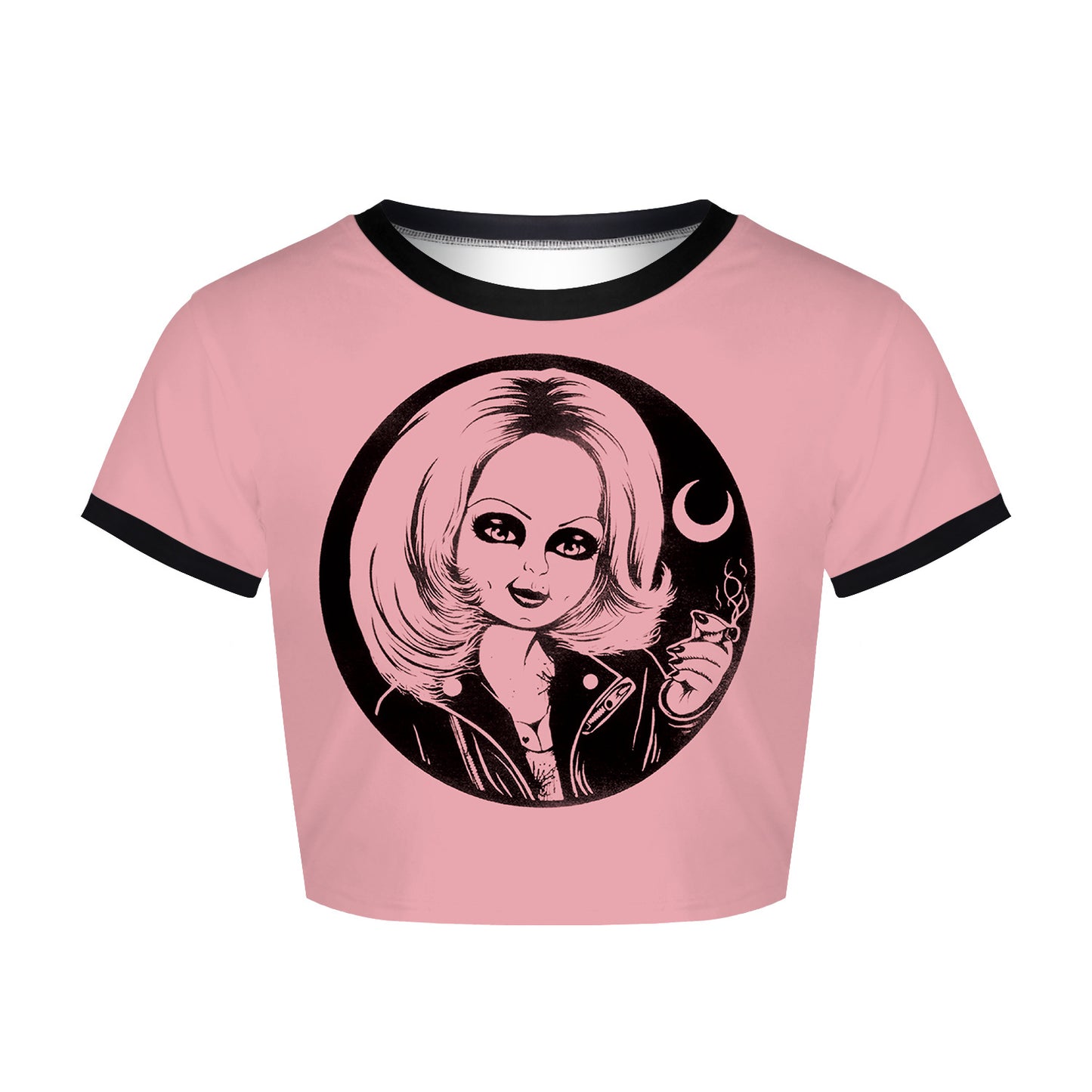 European and American horror doll digital printing slim short T-shirt