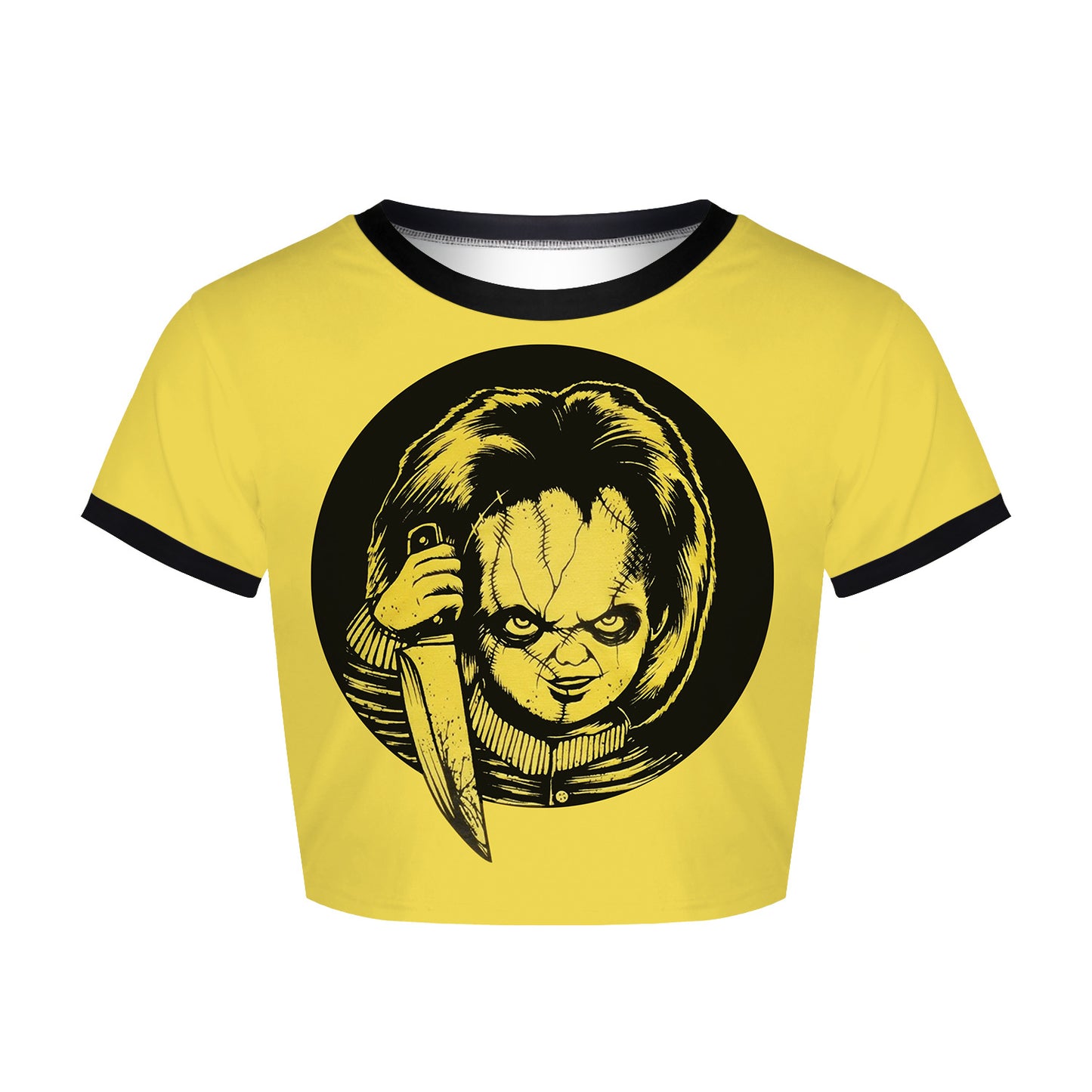 European and American horror doll digital printing slim short T-shirt