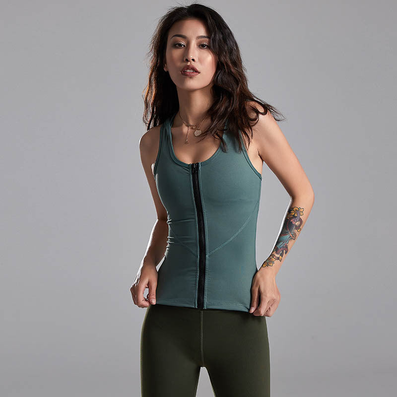 Beautiful back sexy sports vest female hooded sleeveless yoga suit stretch tights I-shaped running blouse fitness clothes