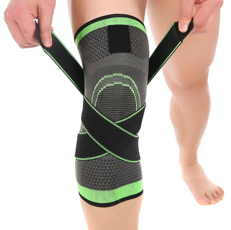 Outdoor sports basketball riding breathable lightweight knit compression strap kneepad