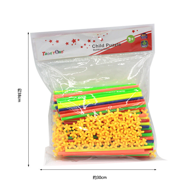 4D straw kindergarten spell inserting blocks children's educational toys