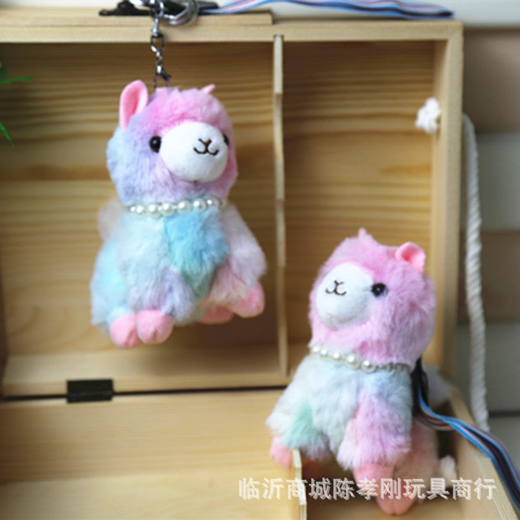 Cute alpaca plush toy animal sheep bag key ornaments bamboo charcoal doll to give classmates birthday gifts