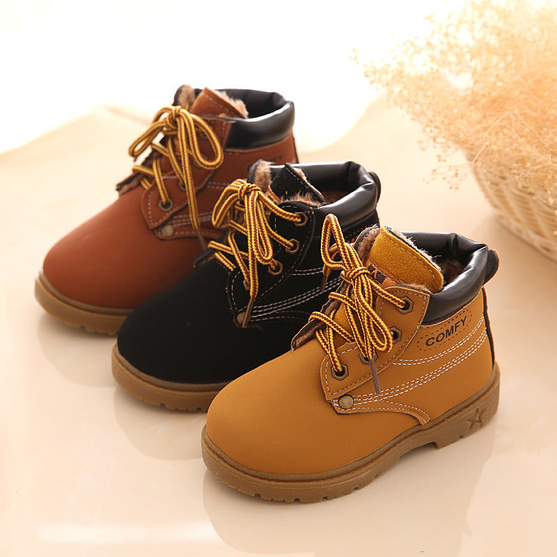 Children's snow boots warm Martin boots England beef tendon bottom boots children's cotton shoes