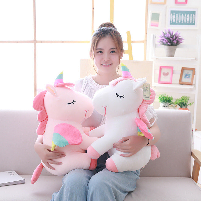 Creative rainbow unicorn doll plush toy angel pegasus plush toy unicorn pillow