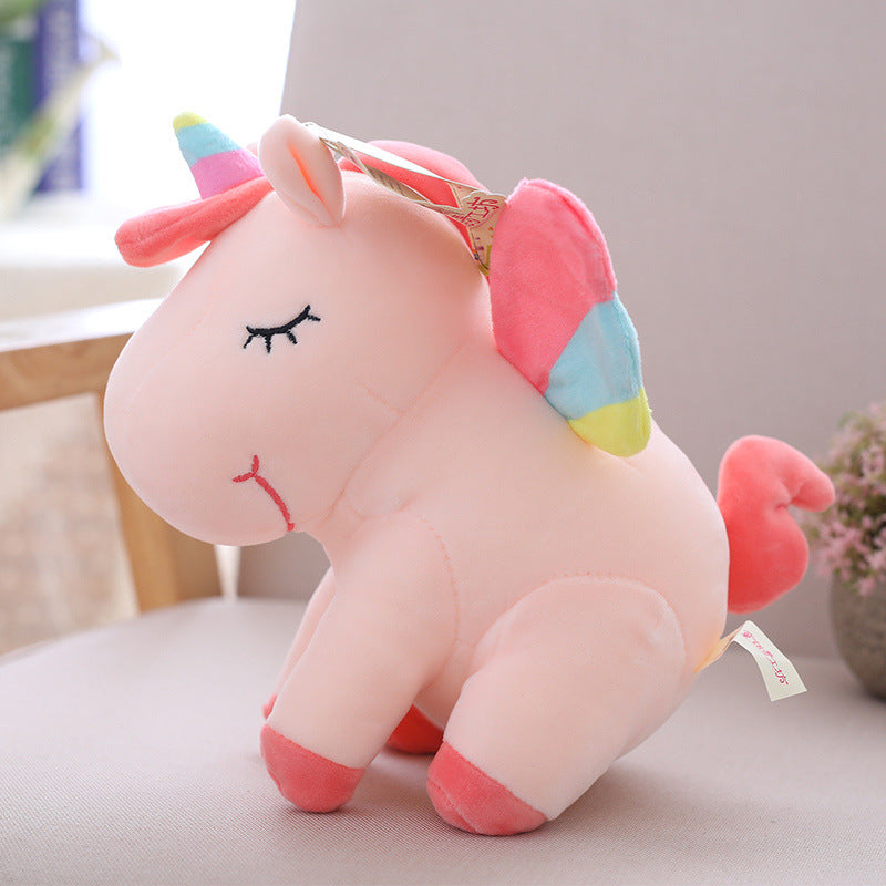 Creative rainbow unicorn doll plush toy angel pegasus plush toy unicorn pillow