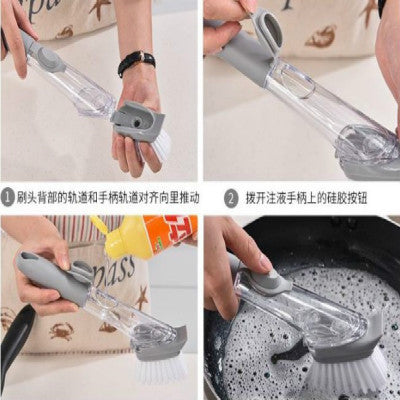 Press the pot brush Brush pot artifact Non-stick oil kitchen brush pot brush automatic liquid sponge wash brush