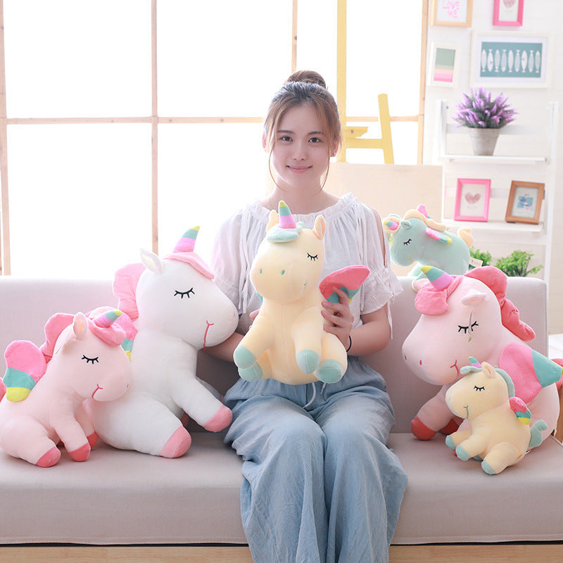 Creative rainbow unicorn doll plush toy angel pegasus plush toy unicorn pillow