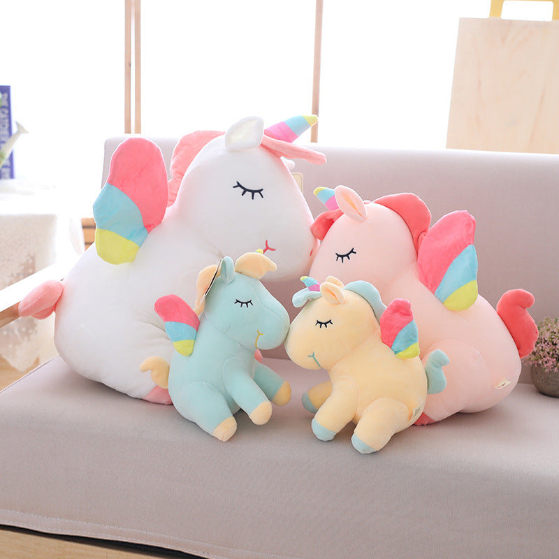 Creative rainbow unicorn doll plush toy angel pegasus plush toy unicorn pillow