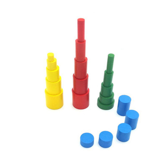 Kindergarten children?s early education enlightenment socket building blocks color corresponding stacked toys wooden educational teaching aids