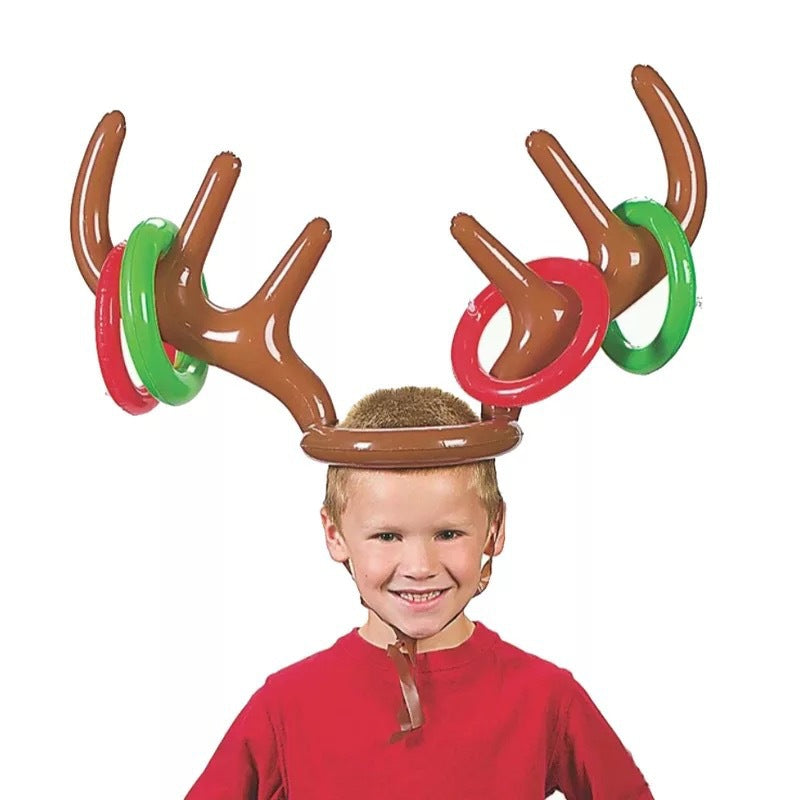 pvc inflatable antler hat Christmas party throwing game ring deer head ring