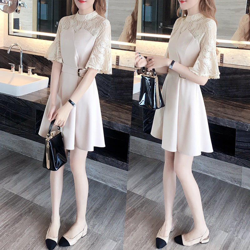 New temperament commuter Korean fashion women's short-sleeved A-line skirt dress