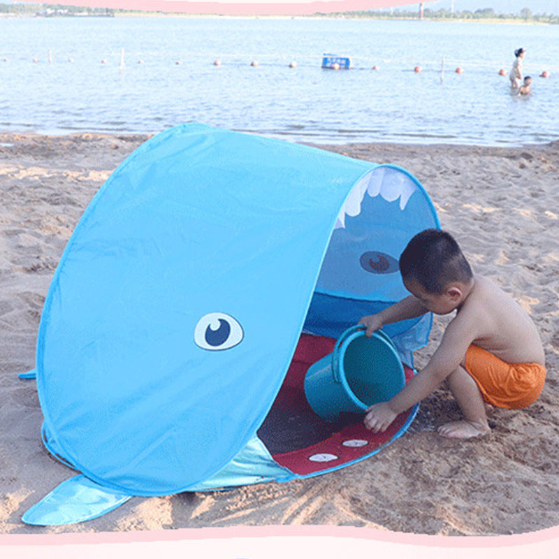 Shark Shape Play Tent Beach Tent UV-protecting Speed Open Baby   Sunshelter with Pool Kids Outdoor Toys Camping Sunshade Awning