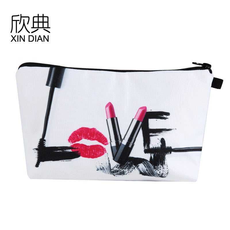 Models 3D Love printing European and American makeup bag clutch bag ladies multi-function storage bag