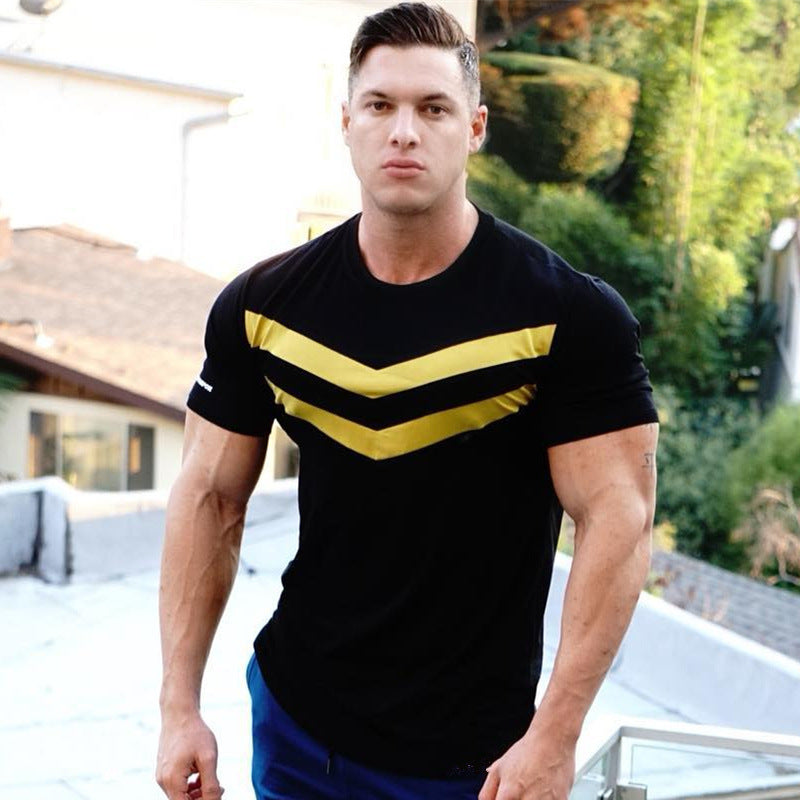 European and American sports and leisure exercise T-shirt men's cotton fitness clothing short-sleeved