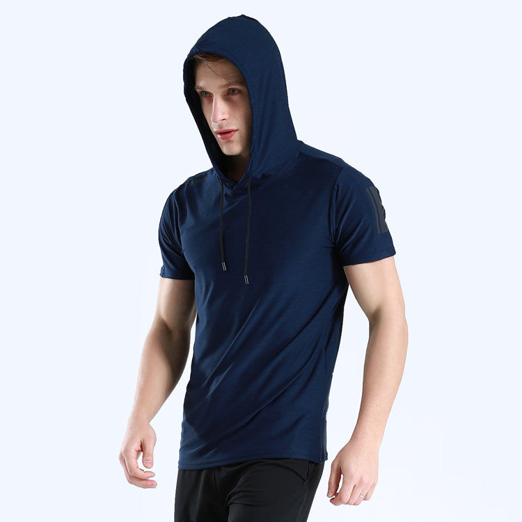 Hunting star hooded short-sleeved quick-drying breathable fitness clothes T-shirt