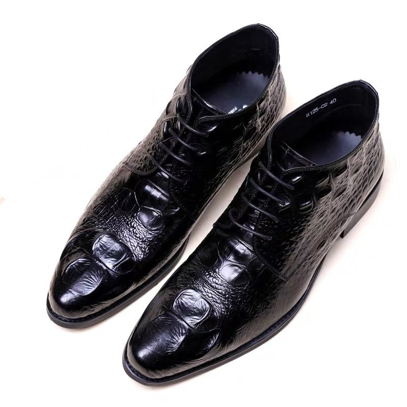 Cross-border new product high-top men's leather shoes