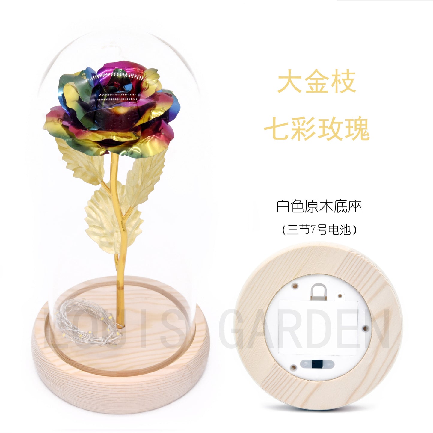 Gold Foil Rose Rose Light Glass Cover Rose LED Light Christmas Gift Wedding