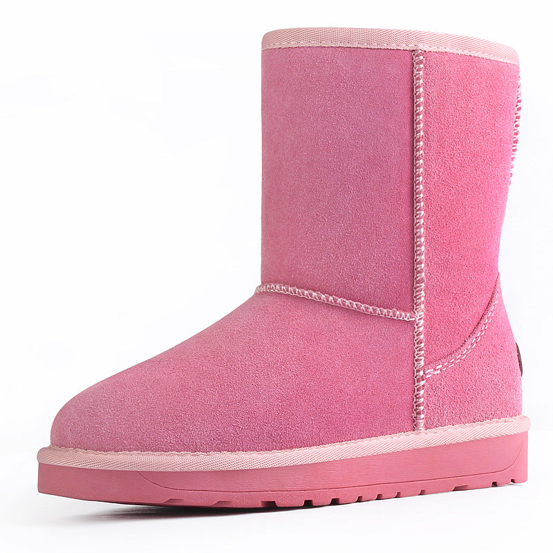 Cross-border snow boots new women's shoes cowhide plus velvet thick warm cotton shoes women cotton boots