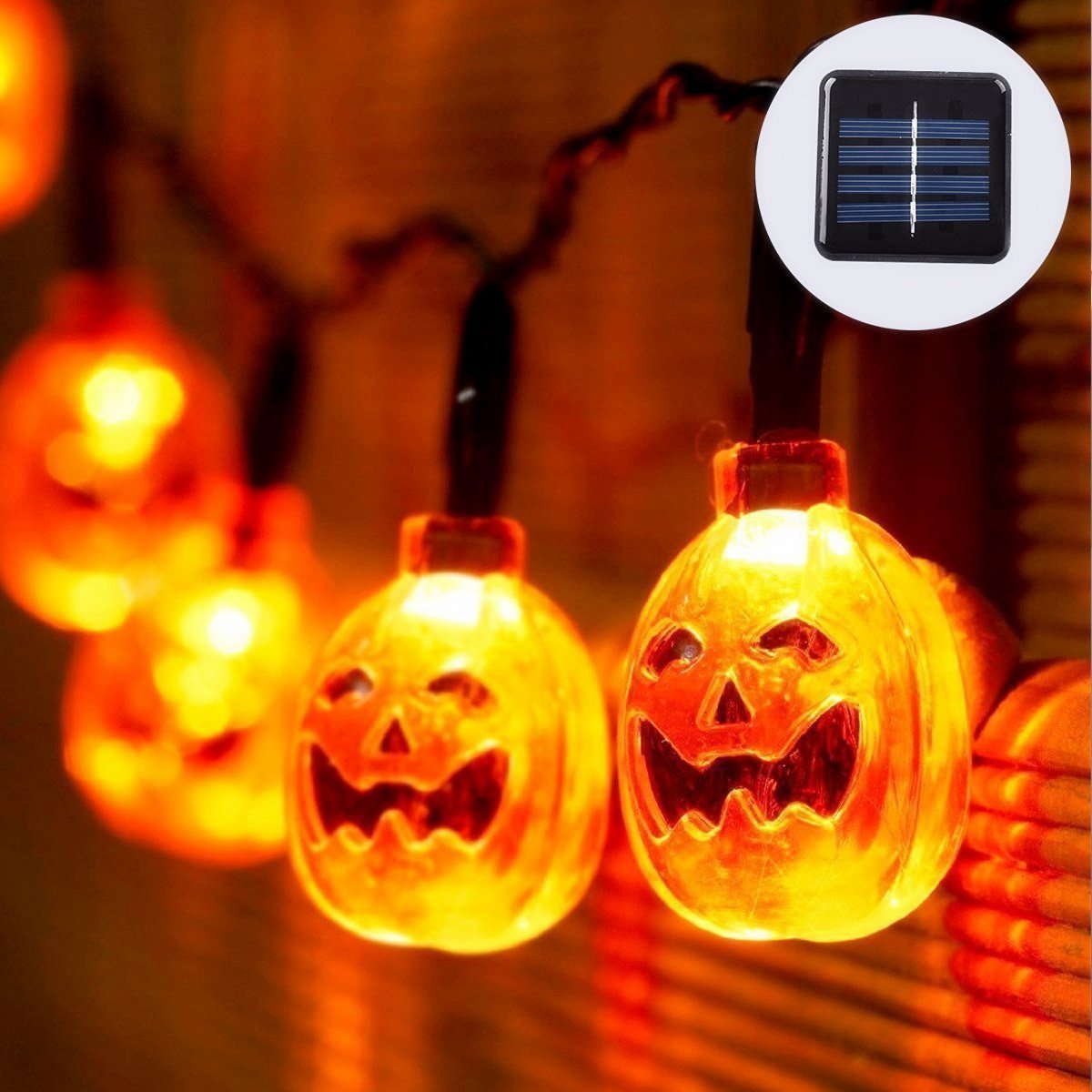 Halloween decoration outdoor waterproof solar smile pumpkin lantern string bar holiday lantern ghost festival lantern