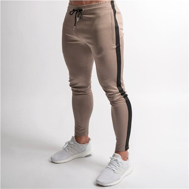 European and American men's fitness pants, color matching casual running pants