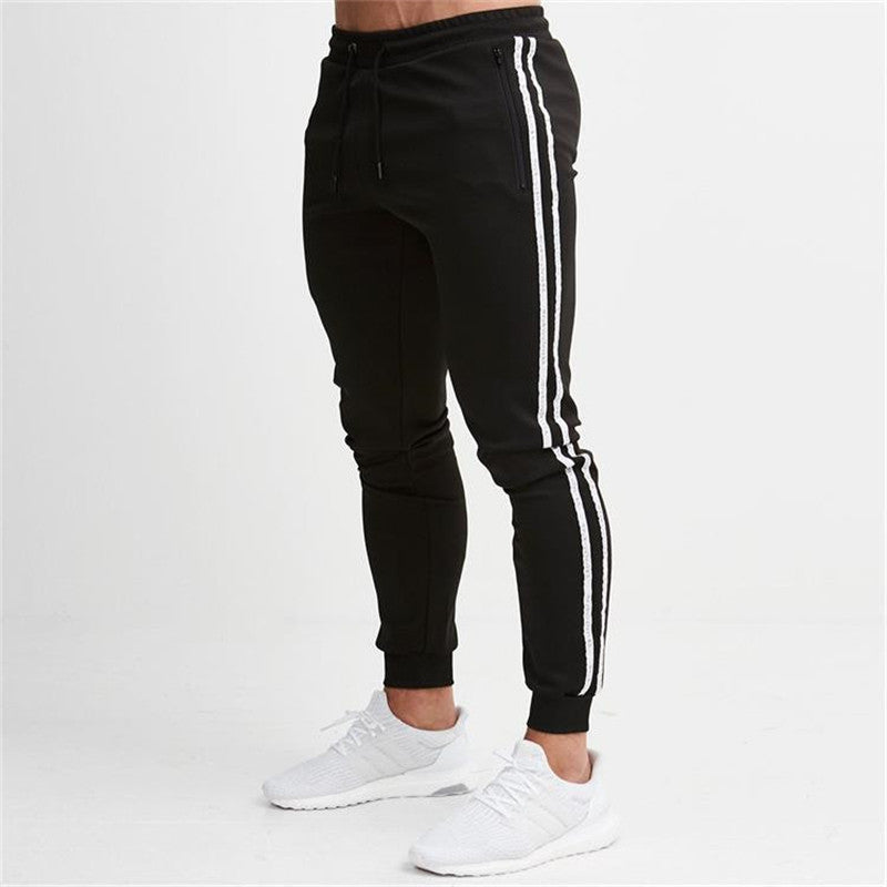 European and American men's fitness pants, color matching casual running pants
