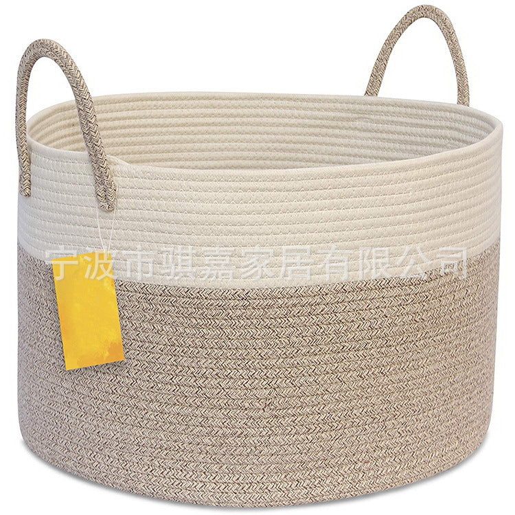 Cross-border hot sale natural cotton rope folding bathroom storage basket