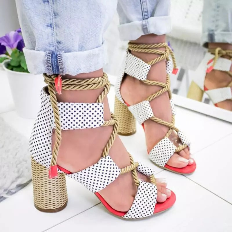 European and American fish mouth thick with high heels large size women's sandals