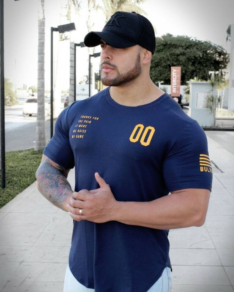 European and American men's cotton fitness t-shirt hot style fitness clothing