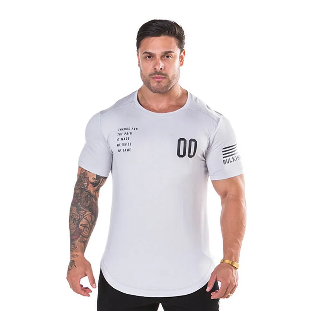 European and American men's cotton fitness t-shirt hot style fitness clothing