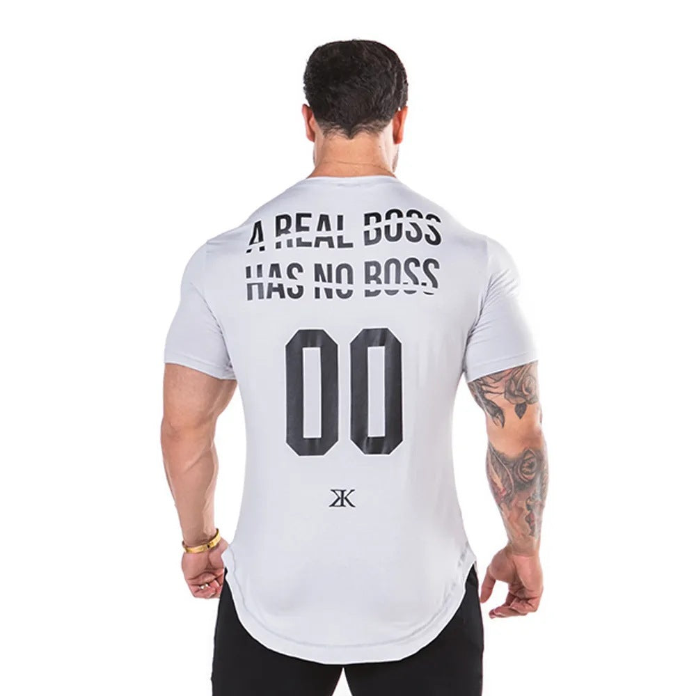 European and American men's cotton fitness t-shirt hot style fitness clothing