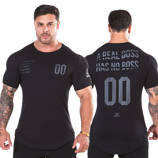 European and American men's cotton fitness t-shirt hot style fitness clothing