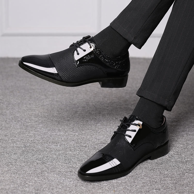 European and American men's leather shoes British shiny pointed leather shoes