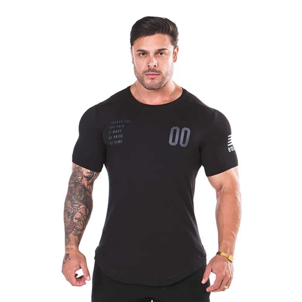 European and American men's cotton fitness t-shirt hot style fitness clothing