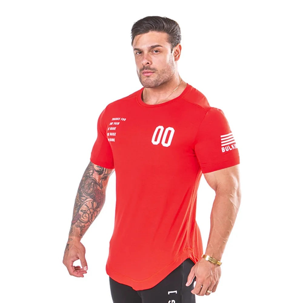 European and American men's cotton fitness t-shirt hot style fitness clothing