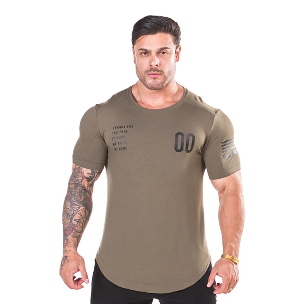 European and American men's cotton fitness t-shirt hot style fitness clothing