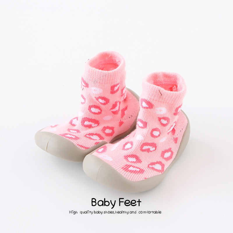 Korean version of the autumn and winter models of leopard children's soft bottom indoor shoes breathable non-slip socks shoes