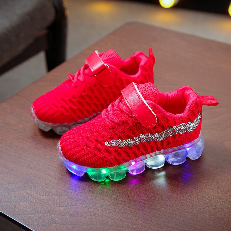 LED light children's shoes boys casual sports shoes girls soft bottom light shoes crystal shoes