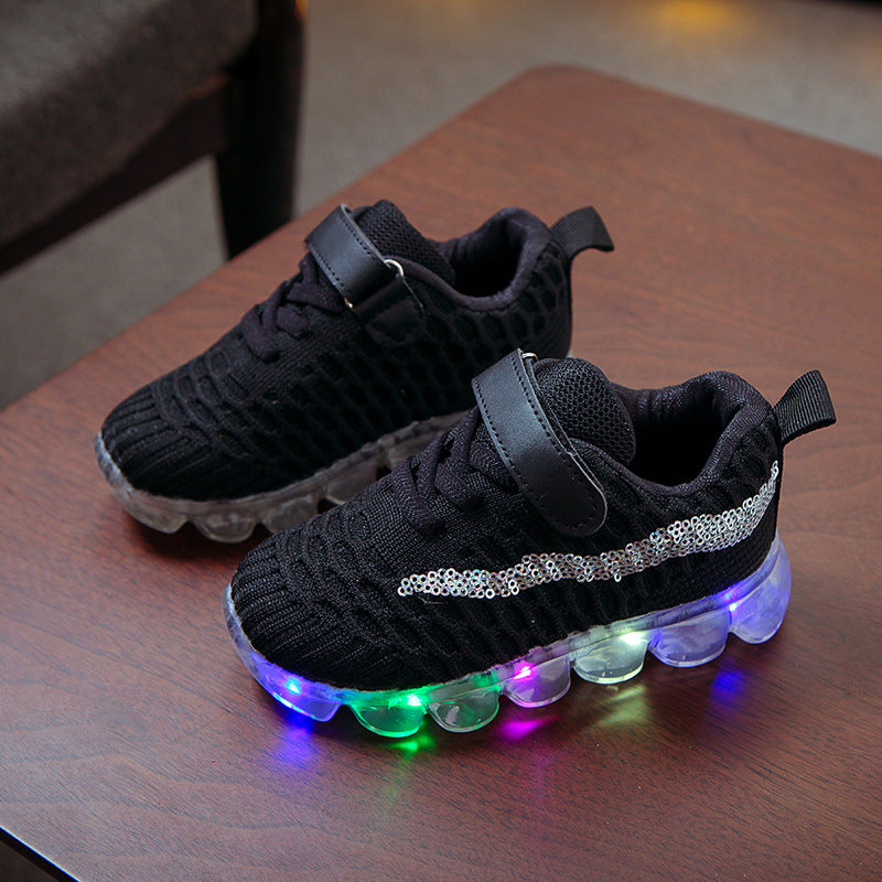 LED light children's shoes boys casual sports shoes girls soft bottom light shoes crystal shoes