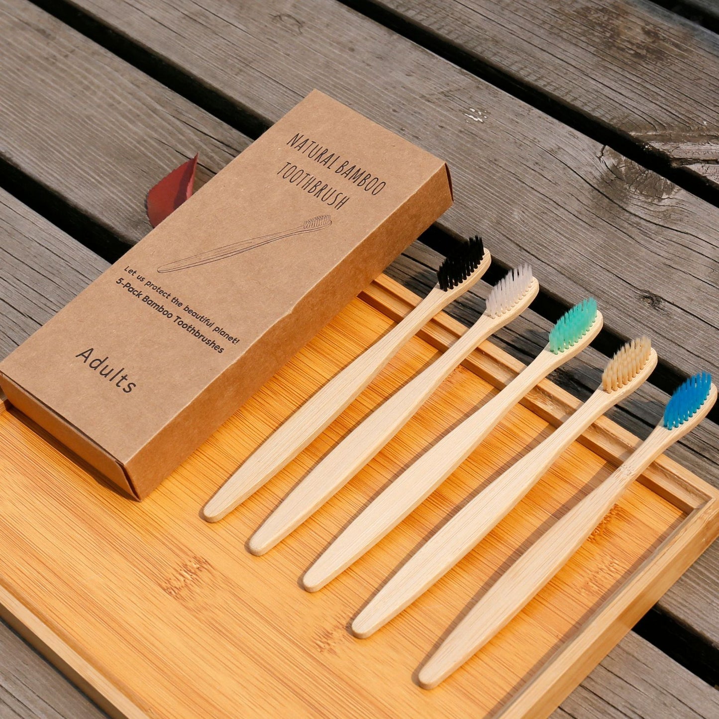 Adult bamboo toothbrush bamboo charcoal toothbrush 4 sticks 5 sticks bamboo toothbrush 10 sets off-the-shelf toothbrush set