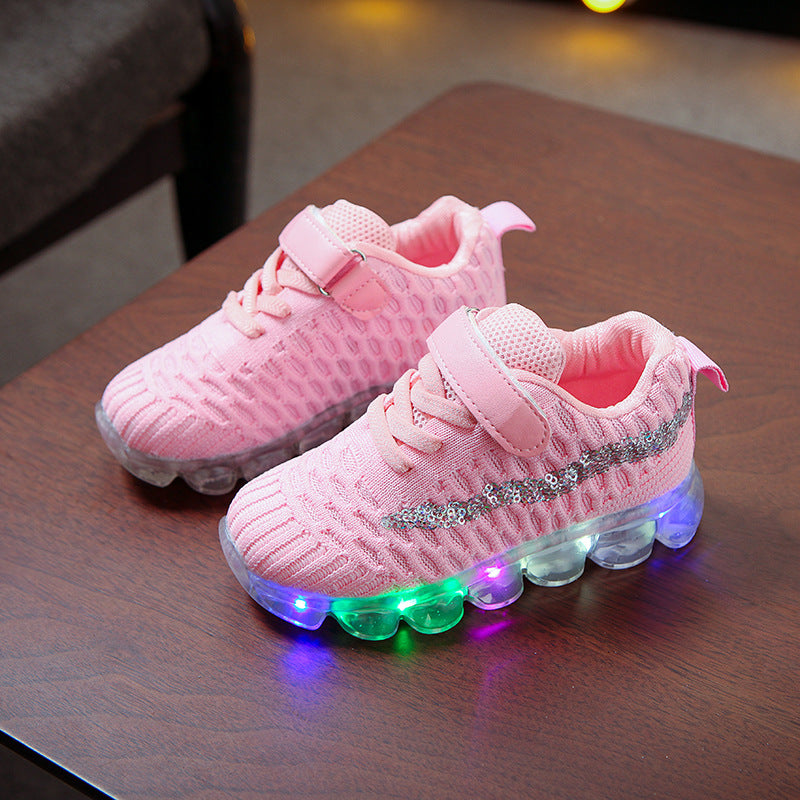 LED light children's shoes boys casual sports shoes girls soft bottom light shoes crystal shoes