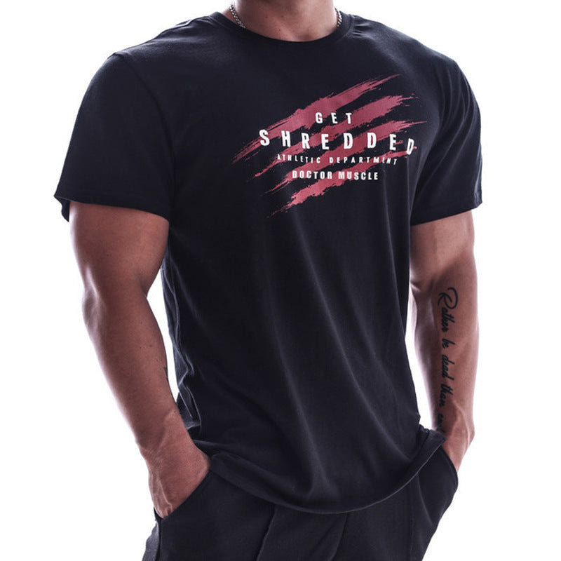 Muscle brothers new summer sports short-sleeved men's quick-drying shirt fitness clothes running training T-shirt